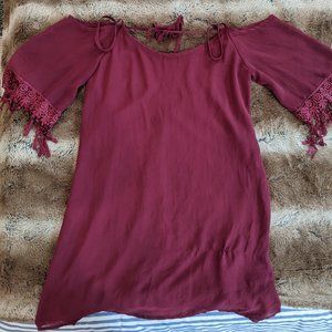 Tobi Cold Shoulder Red Mini Dress